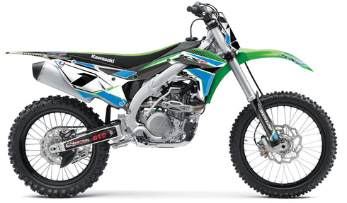kawasaki complete graphic kit in blue green concept design