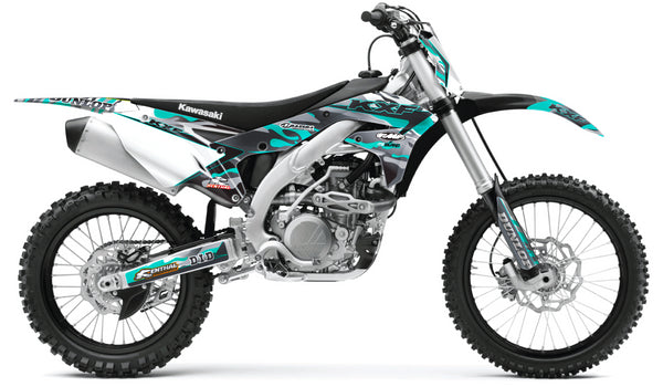 JET FIGHTER: TEAL/GREY Kawasaki Full Graphics Kit