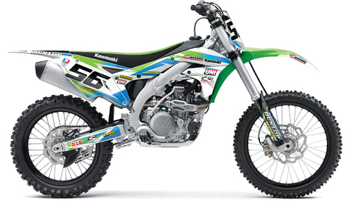 THROWBACK: Kit de gráficos completo Kawasaki VERDE/AZUL