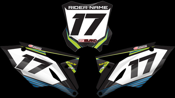 RIDGELINE: GREEN / BLUE Kawasaki Number Plate Graphics kit