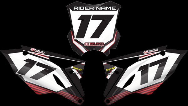 RIDGELINE: BLACK / RED Kawasaki Number Plate Graphics kit