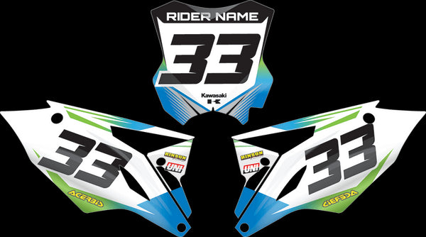 THROWBACK: GREEN/BLUE Kawasaki Number Plate Graphics kit