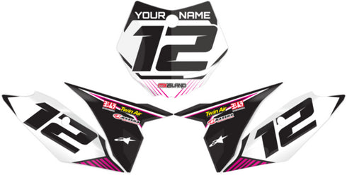 Mx Island RIDGELINE : MAGENTA/WHITE Number Plate Graphics kit — fits KTM®