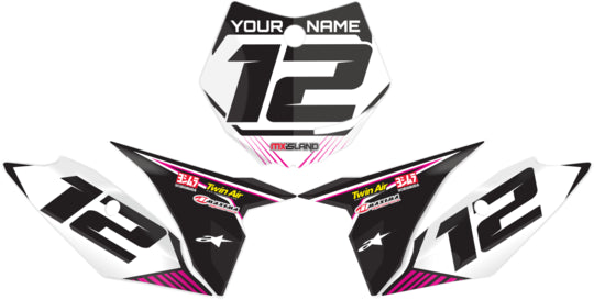 Mx Island RIDGELINE : MAGENTA/WHITE Number Plate Graphics kit — fits KTM®