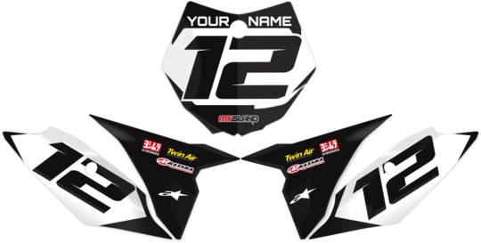 Mx Island STOCK: BLACK Number Plate Graphics kit — fits KTM®