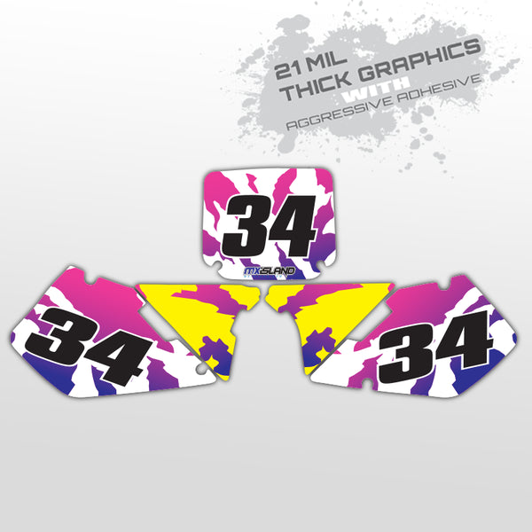 RETRO: MAGENTA/YELLOW Suzuki Number Plate Graphics kit