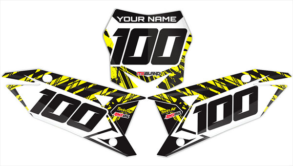 ISLAND STRIKE: BLACK/YELLOW Suzuki Number Plate Graphics kit
