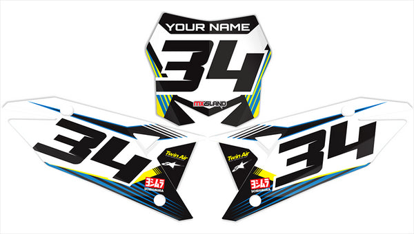 RIDGELINE: YELLOW/BLUE Suzuki Number Graphics kit