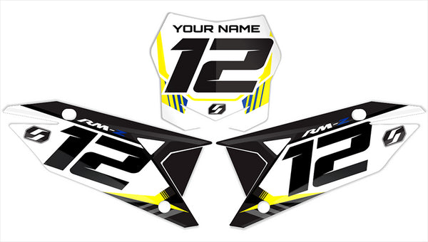 S-ONE: BLUE/YELLOW Suzuki Number Plate Graphics kit