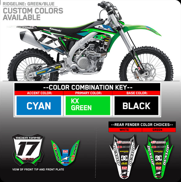 RIDGELINE: GREEN/BLUE Kawasaki Full Graphics Kit