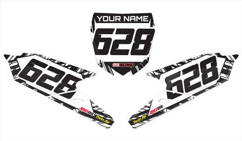 ISLAND STRIKE: BLACK/WHITE Yamaha Number Plate Graphics kit