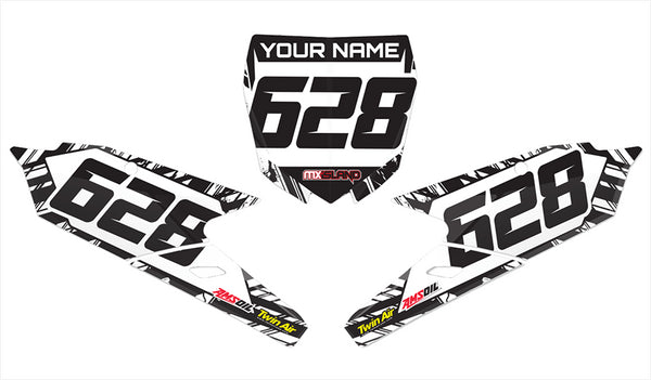 ISLAND STRIKE: BLACK/WHITE Yamaha Number Plate Graphics kit