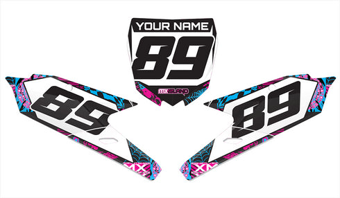 NIGHT RIDER: MAGENTA/CYAN Yamaha Number Plate Graphics kit