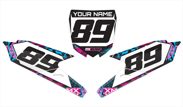 NIGHT RIDER: MAGENTA/CYAN Yamaha Number Plate Graphics kit