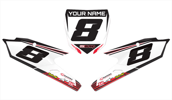 RIDGELINE: WHITE/RED Yamaha Number Plate Graphics kit
