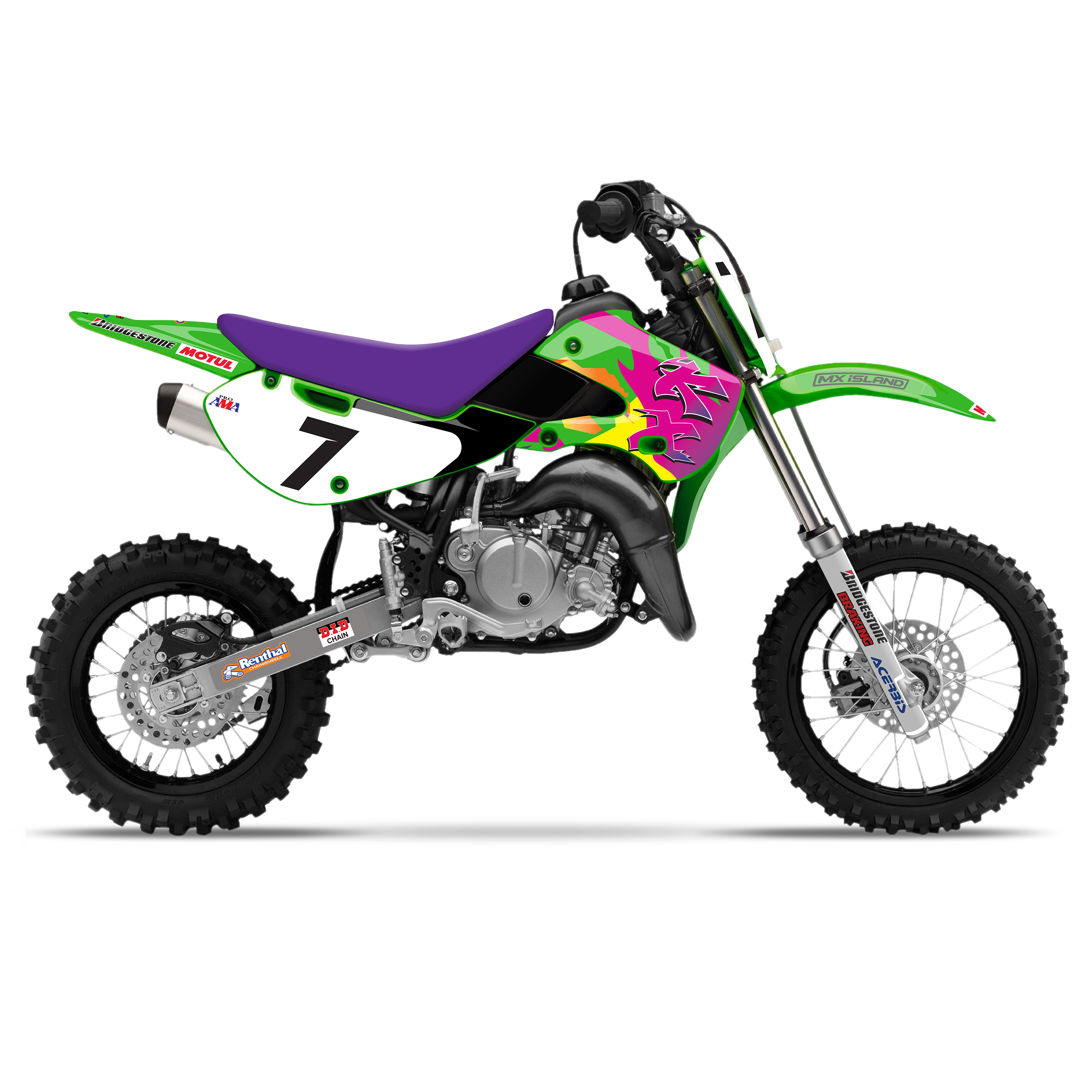 マコチャン カラフルデザイン KX 65 2000 - 2025 Kawasaki Full Graphics Kit - KX Retro Classics
