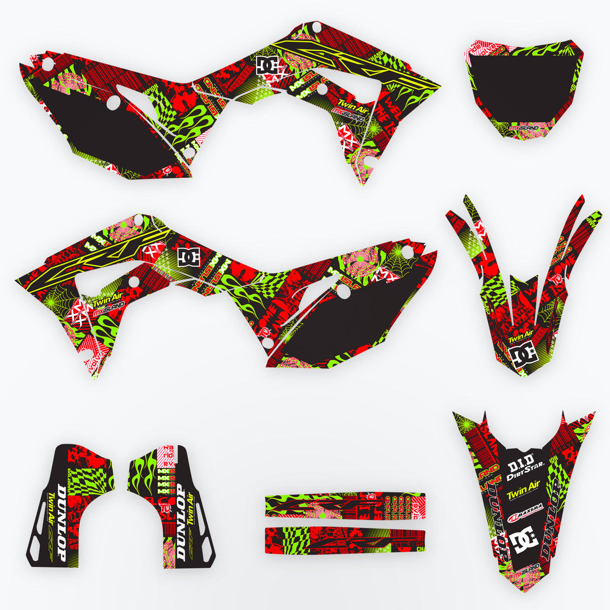 Night Rider Red/Highlighter Yellow (Black) Honda Full Graphics Kit ...