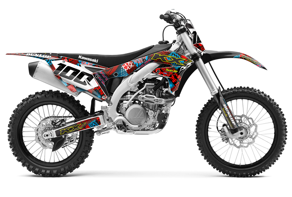 NIGHT RIDER: RED/CYAN Kawasaki Full Graphics Kit – MX iSLAND