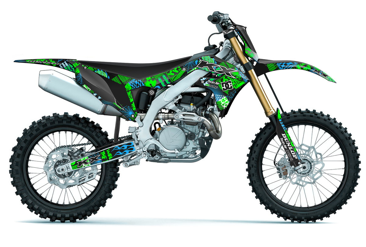 NIGHT RIDER: GREEN/CYAN Kawasaki Full Graphics Kit – MX iSLAND