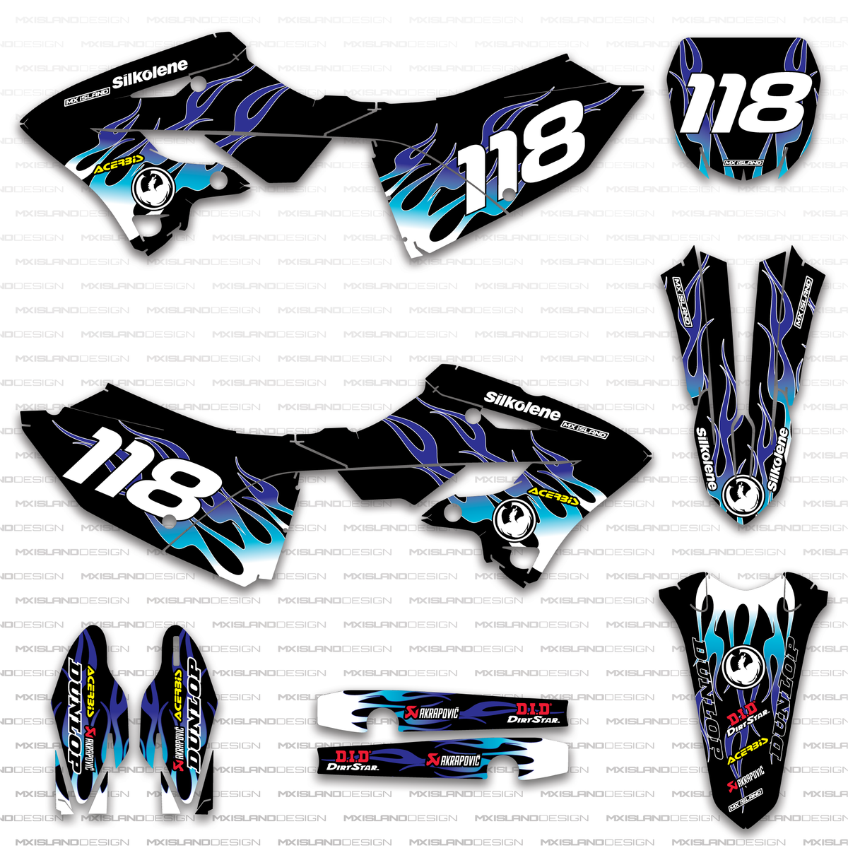Flame: Blue Yamaha Full Graphics Kit – MX iSLAND
