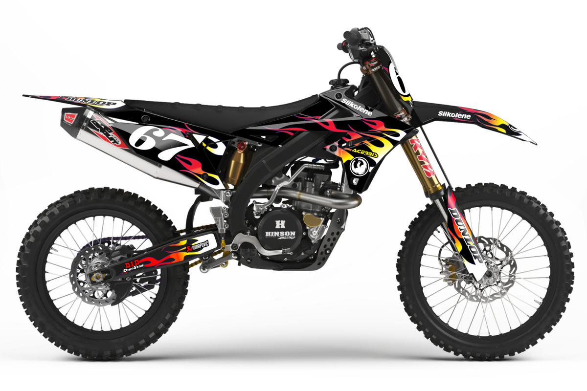 FLAME: BLACK/GRADIENT RED Suzuki Full Graphics kit – MX iSLAND