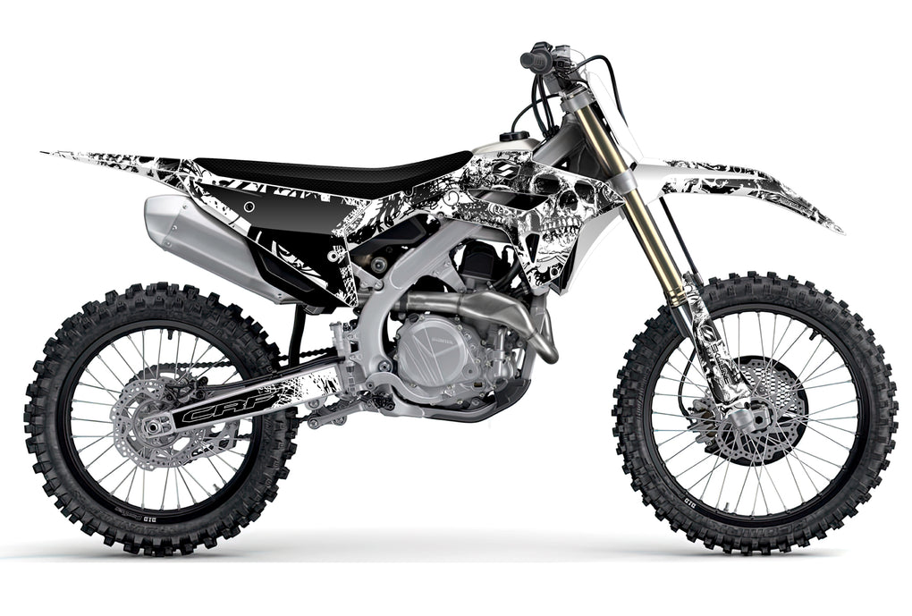 BONECRUSHER: BLACK/WHITE Honda Complete Graphics kit