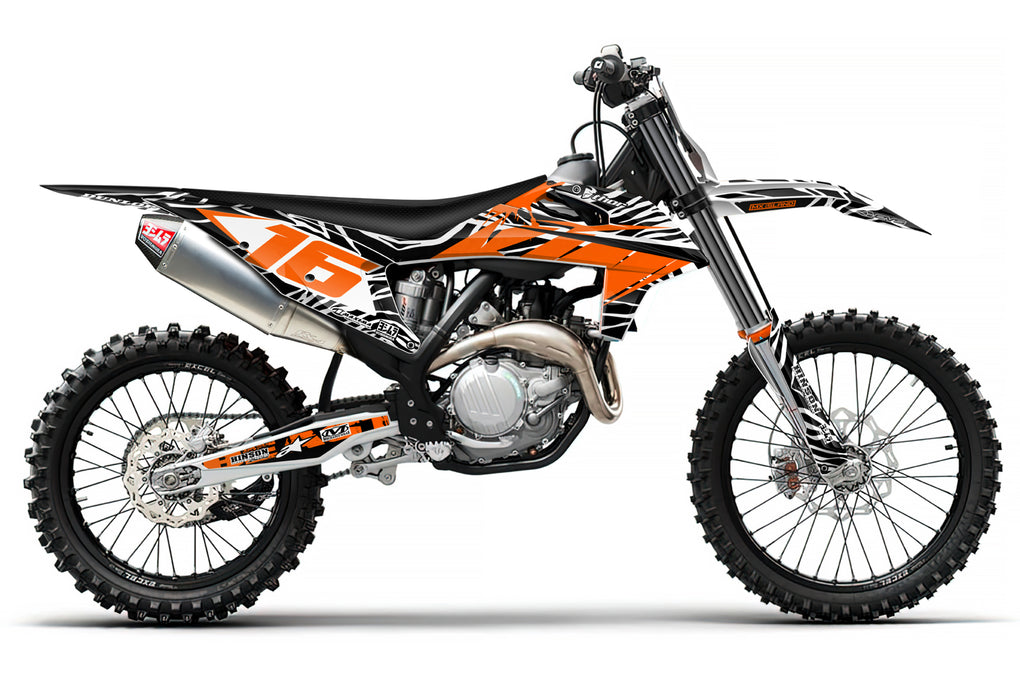 BEAST MODE: ORANGE/WHITE KTM Complete Graphics Kit