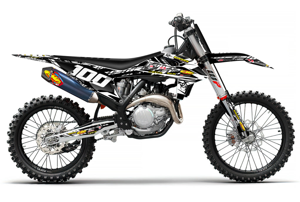 ISLAND STRIKE: WHITE/ORANGE KTM Complete Graphics kit