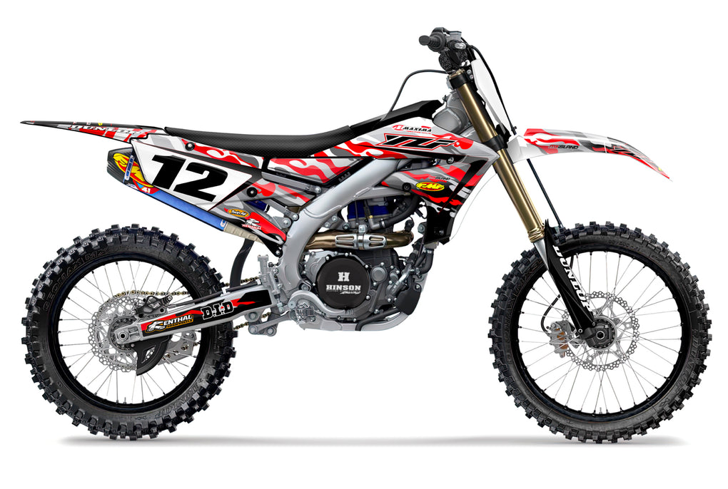 JET FIGHTER CAMO: RED/GREY Yamaha Complete Graphics Kit