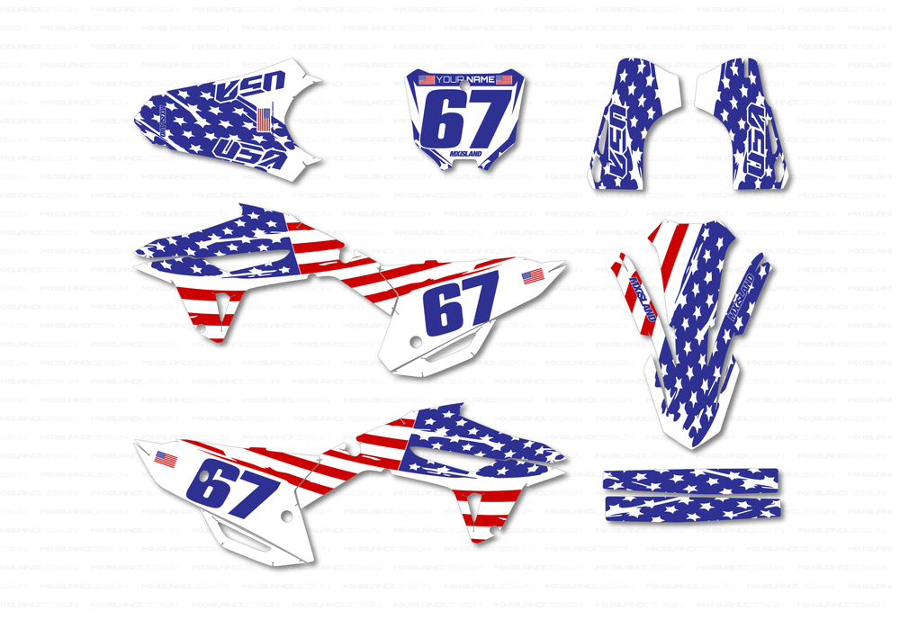 USA DESIGN: RED/WHITE/BLUE Honda Complete Graphics kit