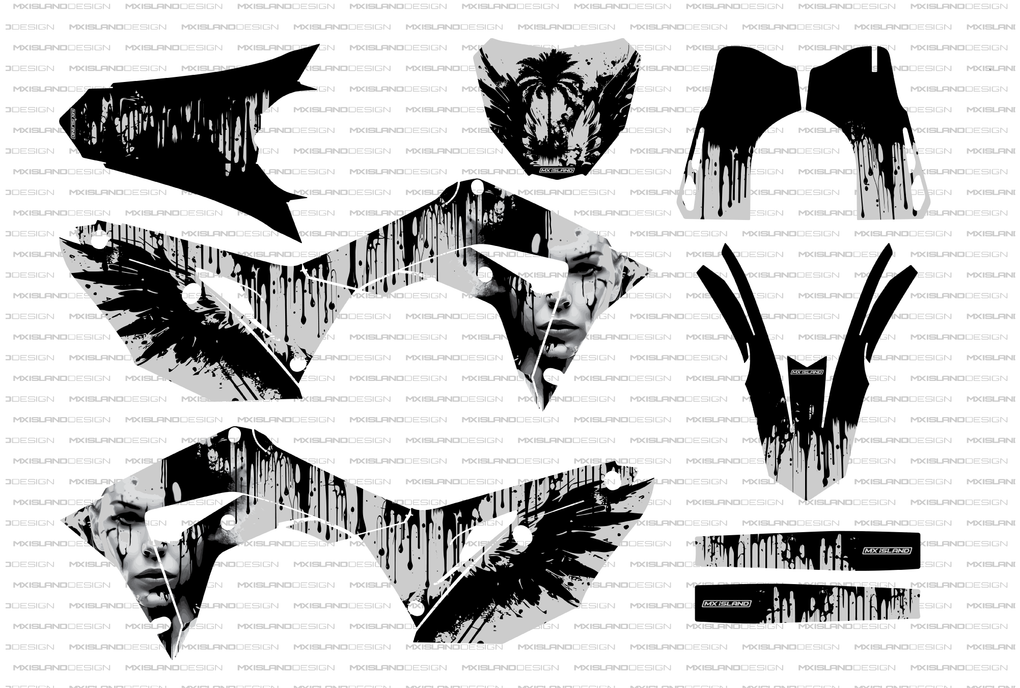 Angel Heart: BLACK/LIGHT GREY Honda Complete Graphics Kit