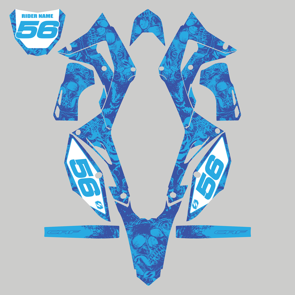 BONECRUSHER: DARK BLUE/CYAN KTM Complete Graphics kit
