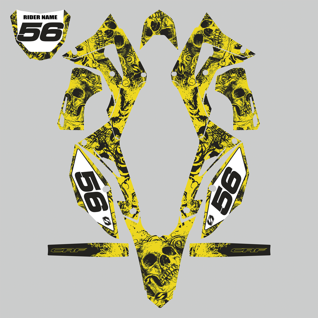 BONECRUSHER: YELLOW/CYAN Suzuki Complete Graphics kit