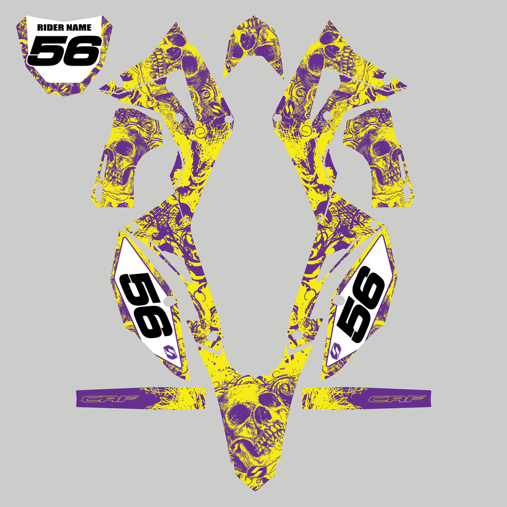 BONECRUSHER: YELLOW/PURPLE KTM Complete Graphics kit