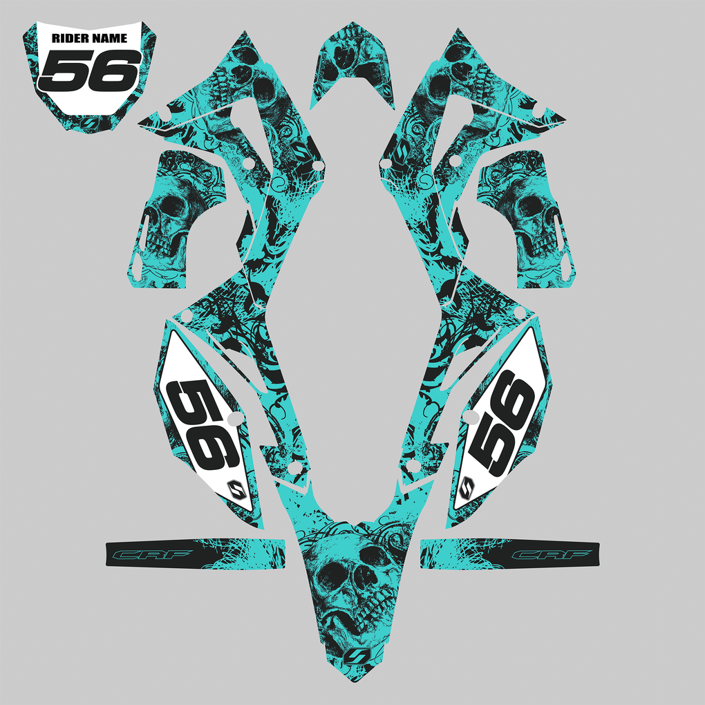 BONECRUSHER: TEAL/BLACK Complete Graphics kit