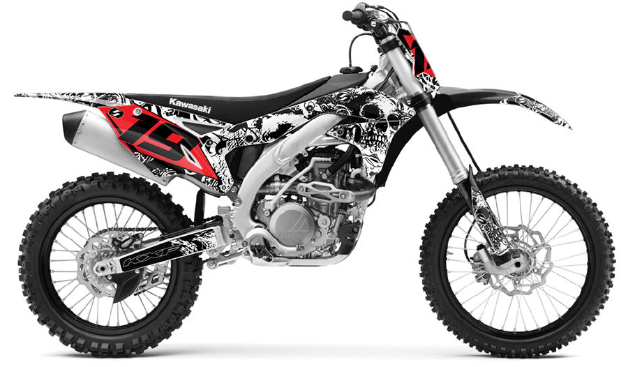 Kawasaki complete graphic kit in bonecrusher design 