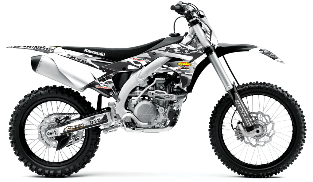 JET FIGHTER: WHITE/GREY Kawasaki Complete Graphics Kit