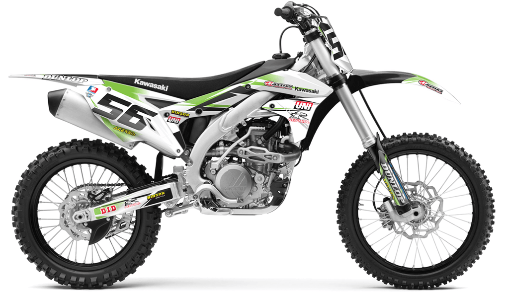 THROWBACK: GREEN/BLACK (WHITE) Kawasaki Complete Graphics Kit