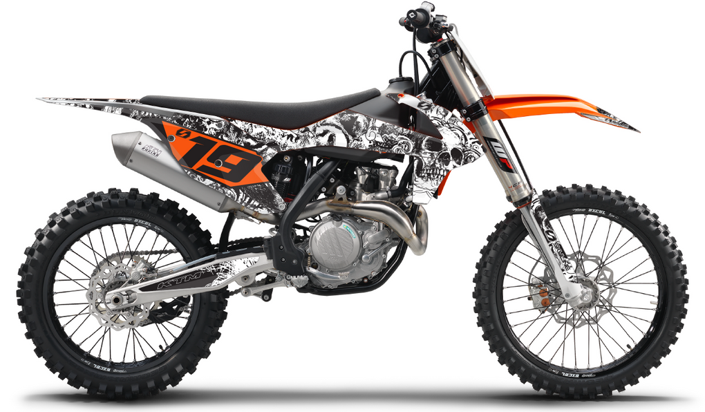 BONECRUSHER : WHITE/BLACK KTM Complete Graphics kit