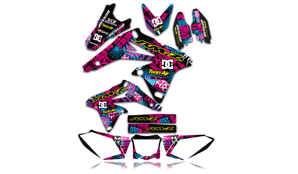 NIGHT RIDER: MAGENTA/CYAN Suzuki Complete Graphics Kit