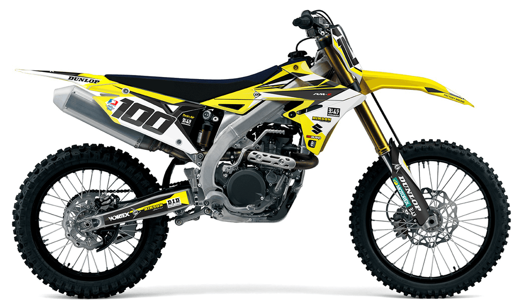 suzuki complete decal kit in Factory black, yellow design