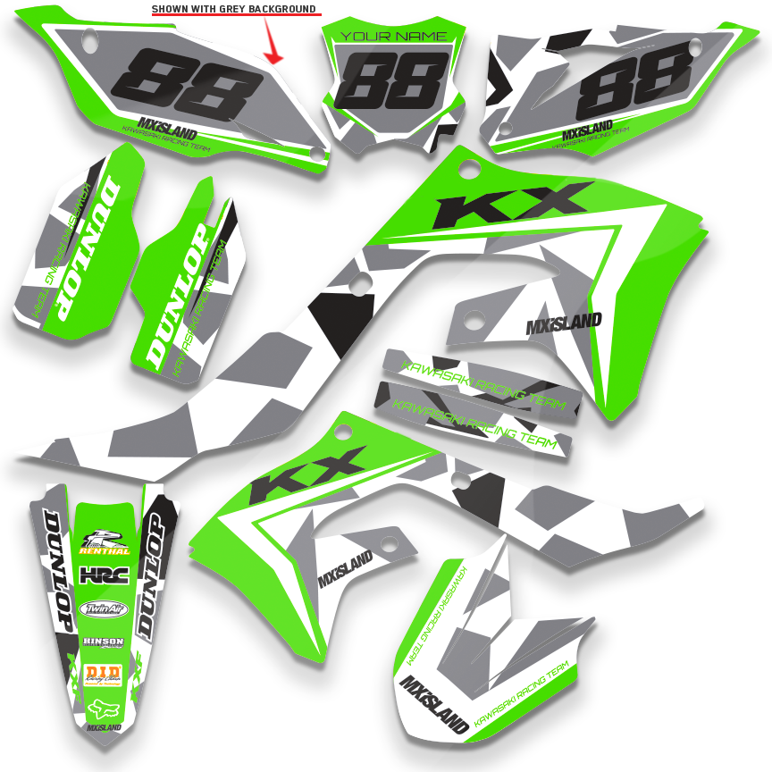 URBAN CAMO: GREEN/GREY Kawasaki Complete Graphics Kit