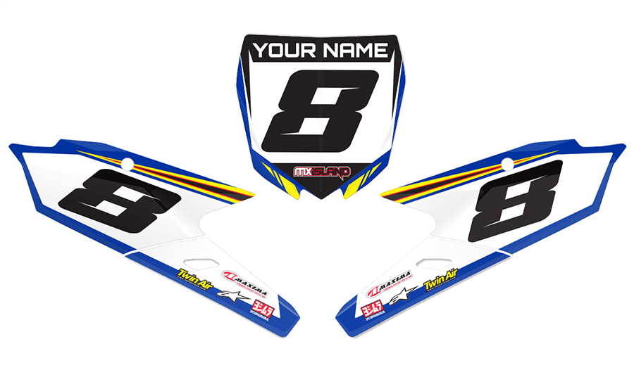 RIDGELINE: YELLOW/BLUE Yamaha Number Plate Graphics kit