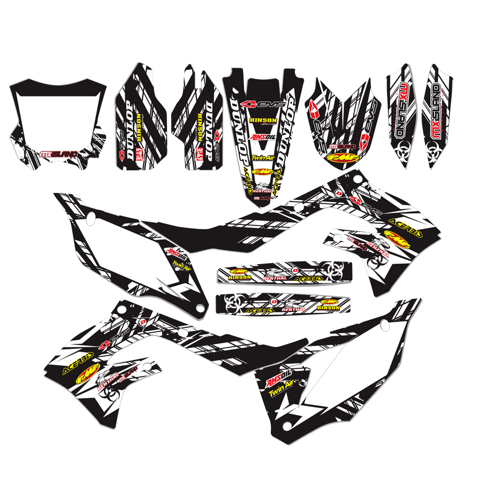 ISLAND STRIKE: WHITE/BLACK Kawasaki Complete Graphics Kit