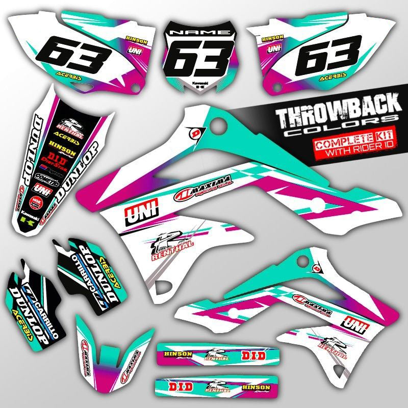 THROWBACK: TEAL/PINK Kawasaki Complete Graphics Kit
